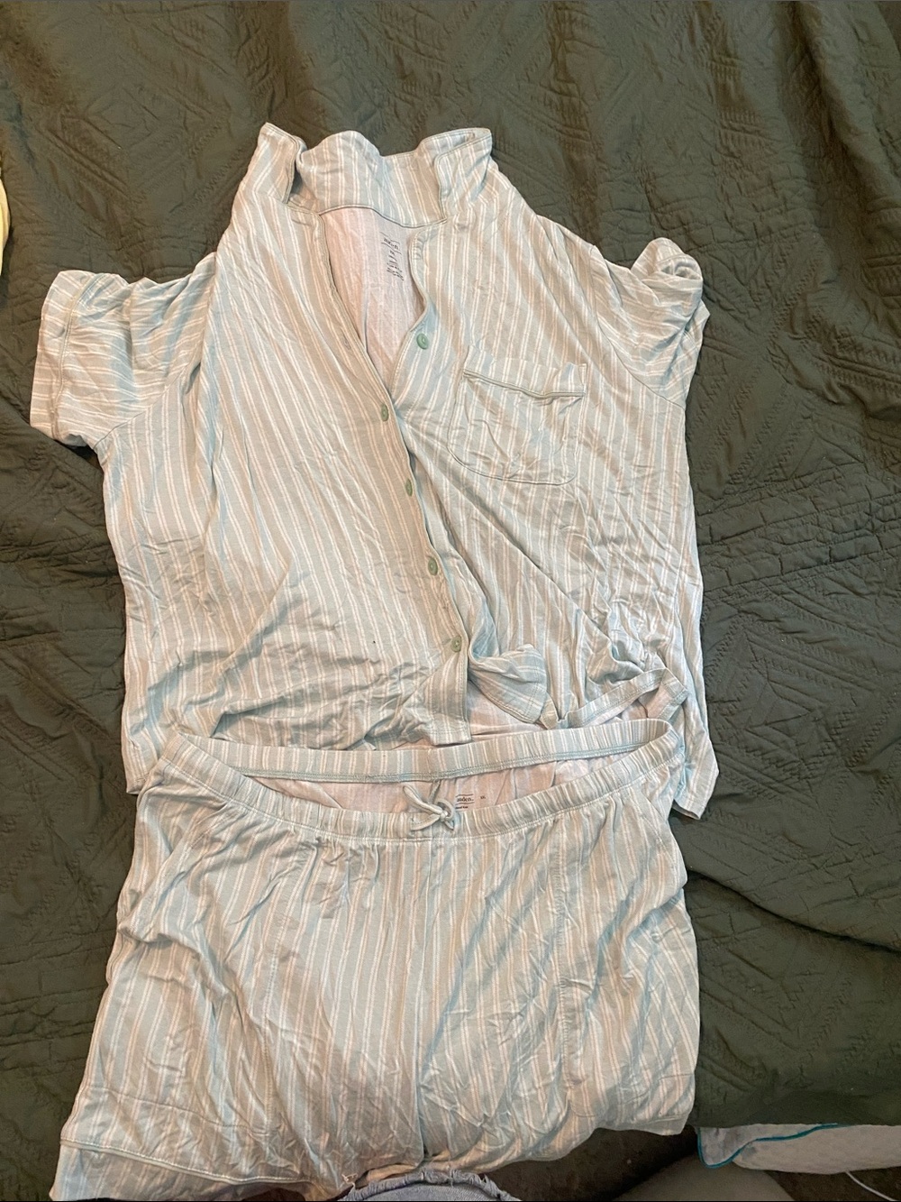 Striped green and white pajama set
